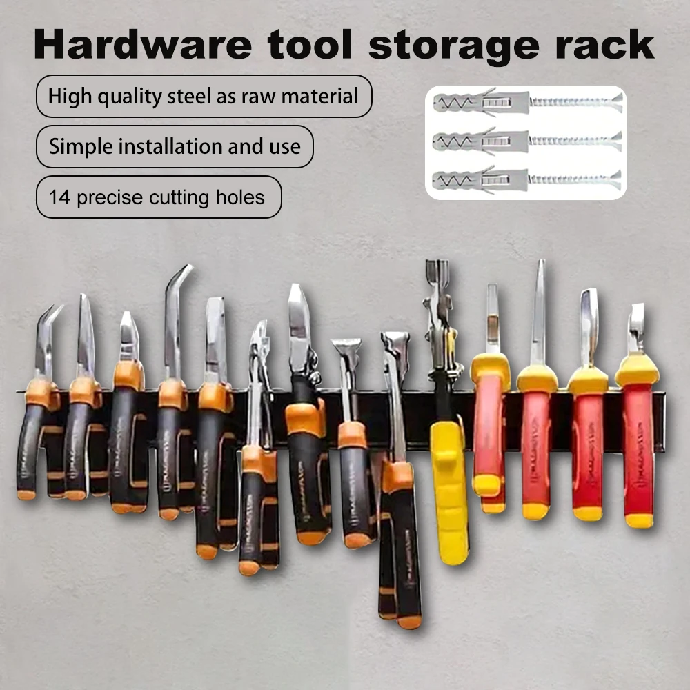 14-hole Wall-mounted Hardware Tool Storage Rack Workshop Hand Tool Organizers Screwdriver Rack Tool Rack Pliers Holder Tool