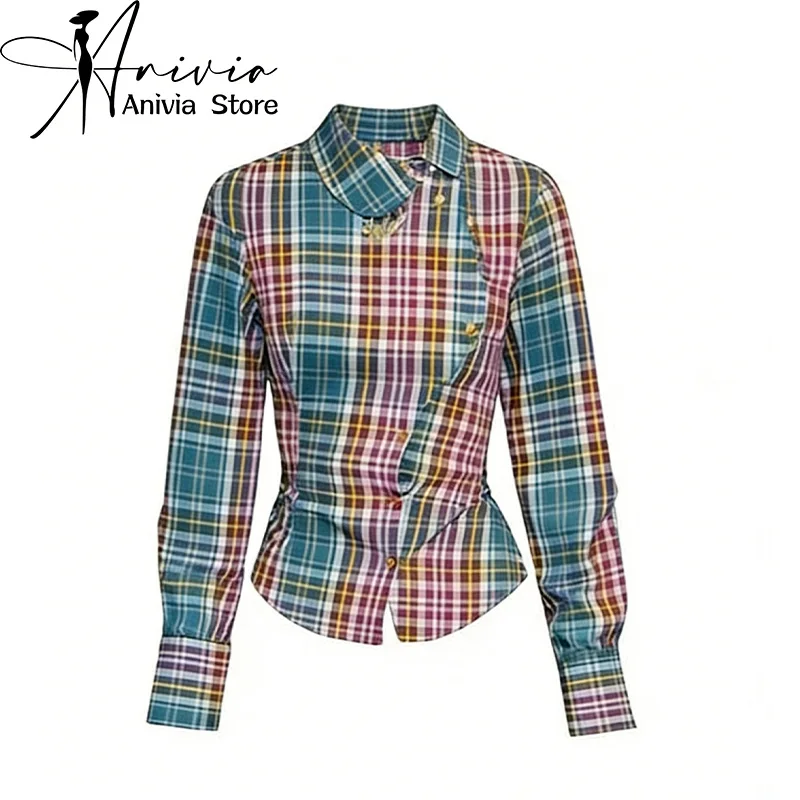 

Женская асимметричная сетчатая рубашка с длинным рукавом и воротником в стиле Y2K Harajuku, модный ретро-топ для вечерних выходов, коллекция 2026