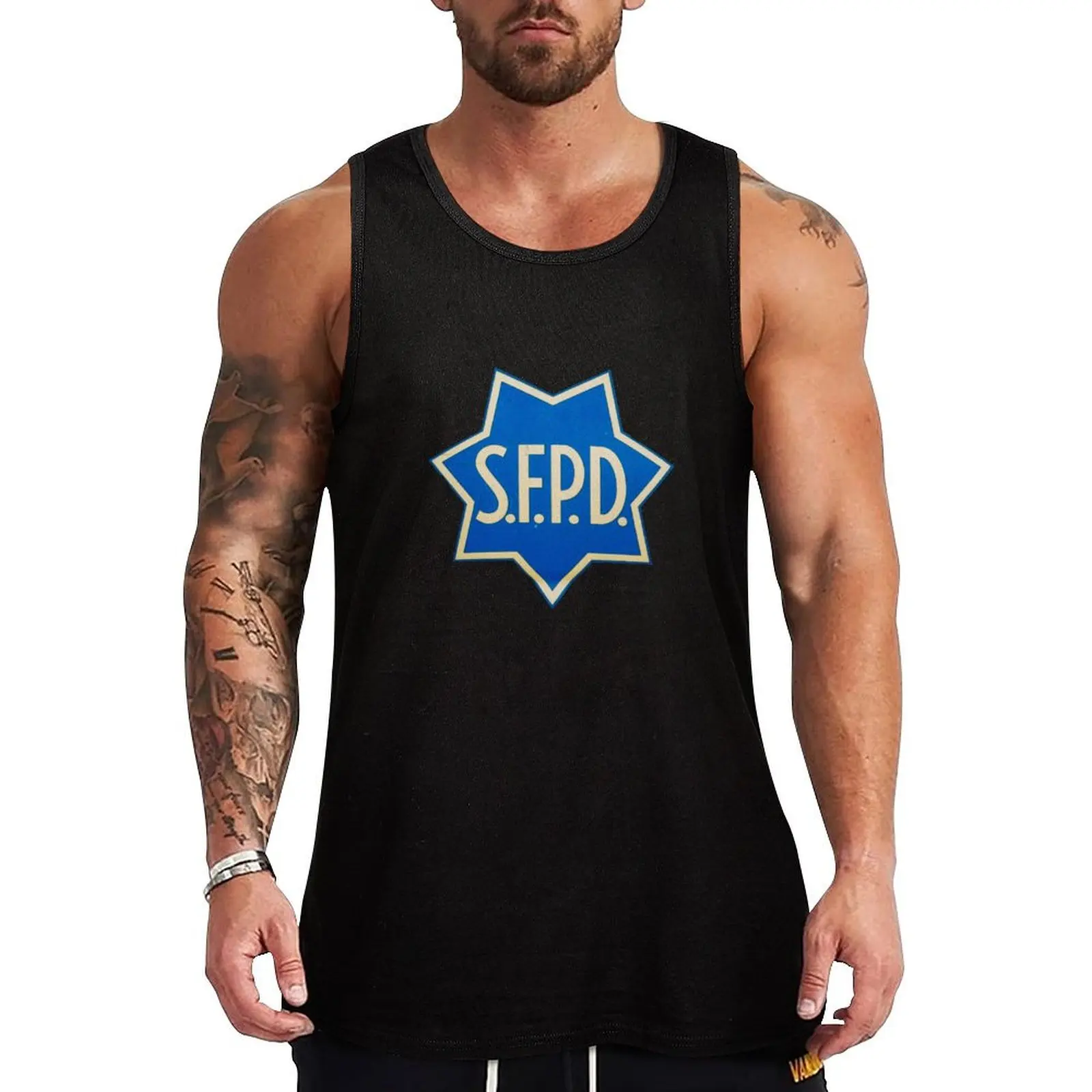 San Francisco Police Logo Tank Top Basic Casual Sleeveless Top Solid Lightweight Tank