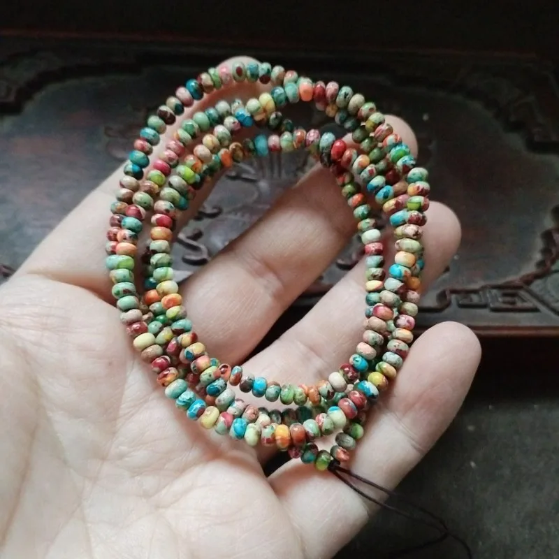 Colorful Flat Rainbow Mini Slice Bead String Retro Spacer Beads Simple Tribal Unisex Jewelry Making Supplies