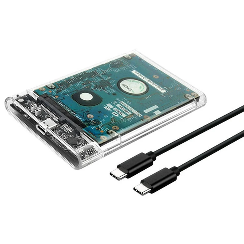 2.5 Inch HDD SSD Case SATA To USB 3.1 Type C 4TB Transparent External Hard Drive Housing Compatible UASP SATA III Laptop