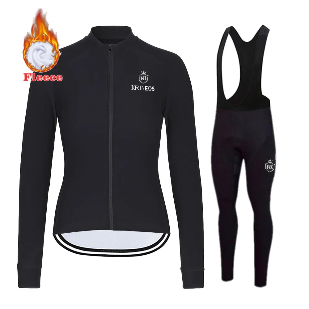 Thermal Fleece Cycling Clothing for Women, MTB Winter Set, Simple and Stylish Jersey, Long Sleeve