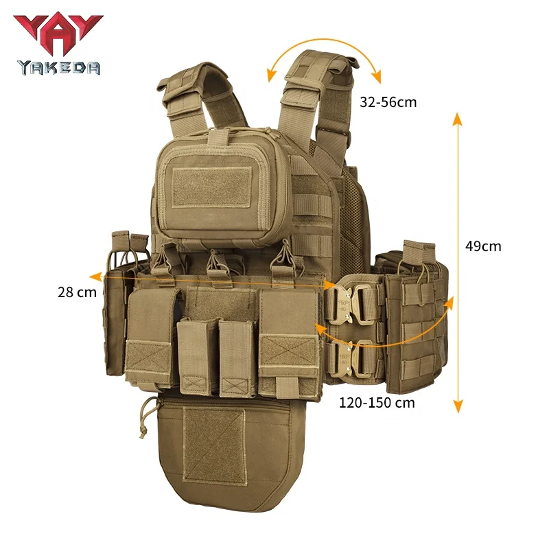 Yakeda 1000D Nylon Molle Outdoor Tactical Plate Carrier CS Multifunctional Modular Colete Tactical Training Combat Vest