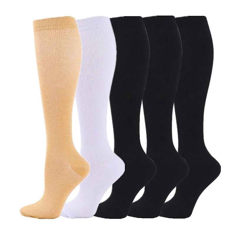 5Pair 15-23Mmhg  Unisex Compression Socks Running Sport High Medical Edema Varicose Veins Stocking Nurse Travel S -M L-XL XXL