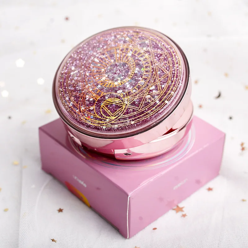 حاوية عدسات محارة على شكل نجمة رملية متدفقة مع مرآة عدسات لاصقة محمولة للنساء صندوق تخزين العدسات اللاصقة مجموعة السفر