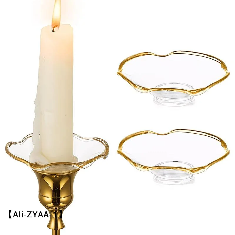 【A】3 Pack Glass Candle Holders Set With Wax Catcher, Drip Guards& Anti-Tip Base- For Table Centerpieces, Weddings, Home Decor