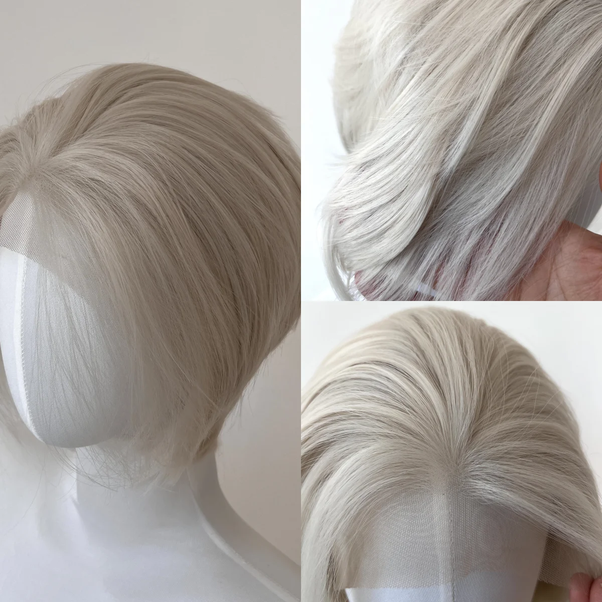 

Ash White Wig Short 8Inch 13*4 Lace Front Wig for Man Heat-resistant Fiber Hair Wig for Cosplay Synthetic Lace Wigs Daily Wear