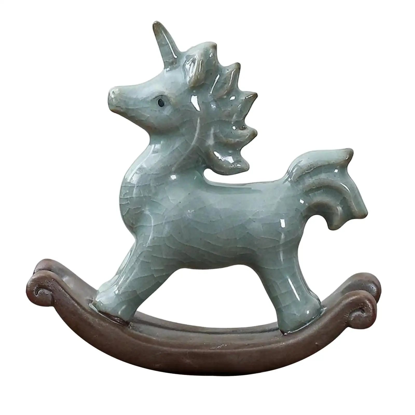 Rocking Horse Figurine Mini Statue Artwork Desktop Ornament Animal Sculpture for office