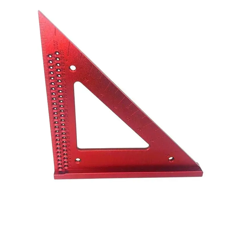 Aluminum Alloy Metric Woodworking Precision Triangle Ruler Carpenters Square Hole Positioning Scriber Measuring Ruler Gauge Tool