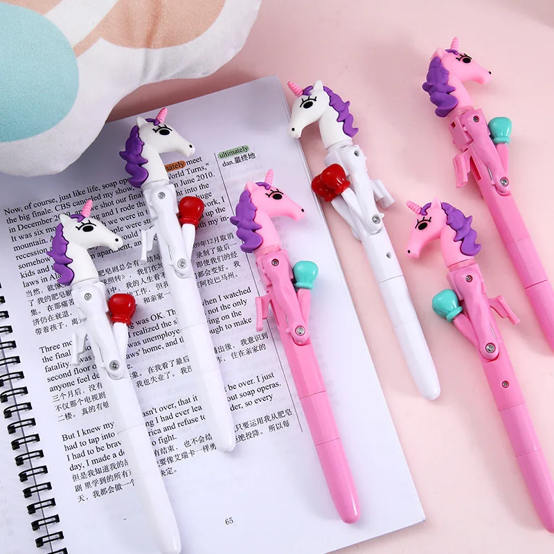 12pcs/lot Kawaii Unicorn Boxing Ballpoint Pen Creative Blue ink Ball Pens Promotional Gifts School Writing Supplies