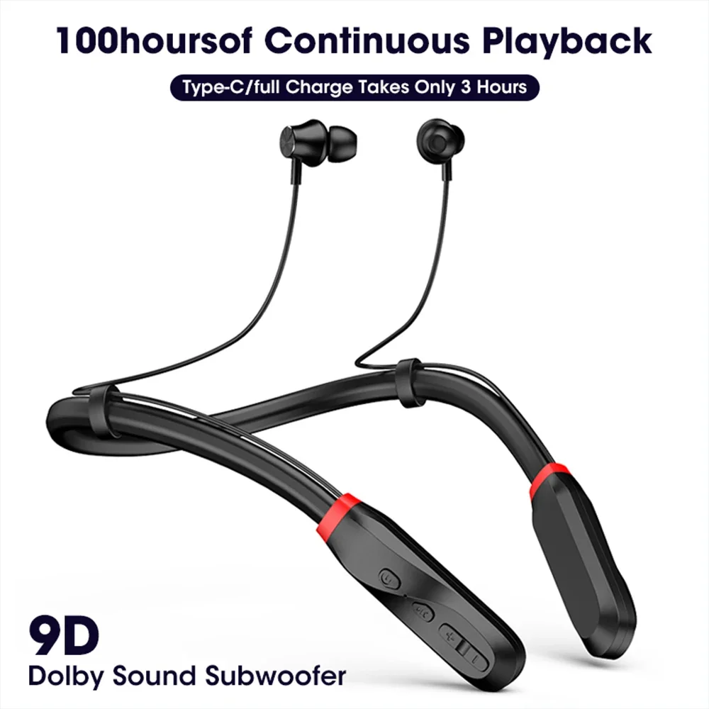 

100 Hour Playback Bluetooth Headphones Bass Wireless I35 Earphones Neckband 5.1 Headphone with Mic 9D Stereo Earphone Earbuds