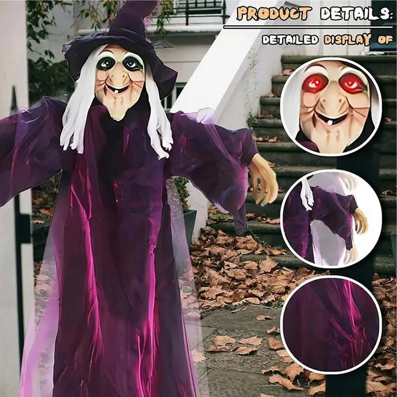 

Летающая ведьма, наружный декор, освещенный крик ведьмы со страшным звуковым эффектом, украшение на Хэллоуин, двор, реквизит для дома с привидениями вечерние товары