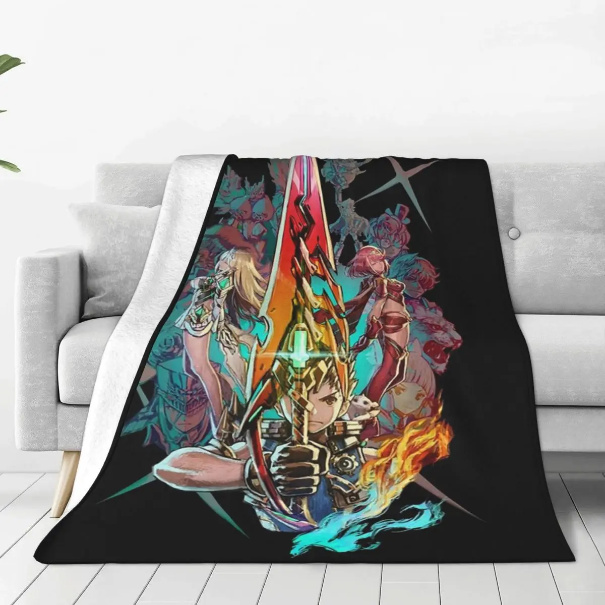 Xenoblade Chronicles 2 - Team Blankets Flannel Multi-function Sofa Throw Blankets For Couch Bedding Outdoor Throws Bedspread