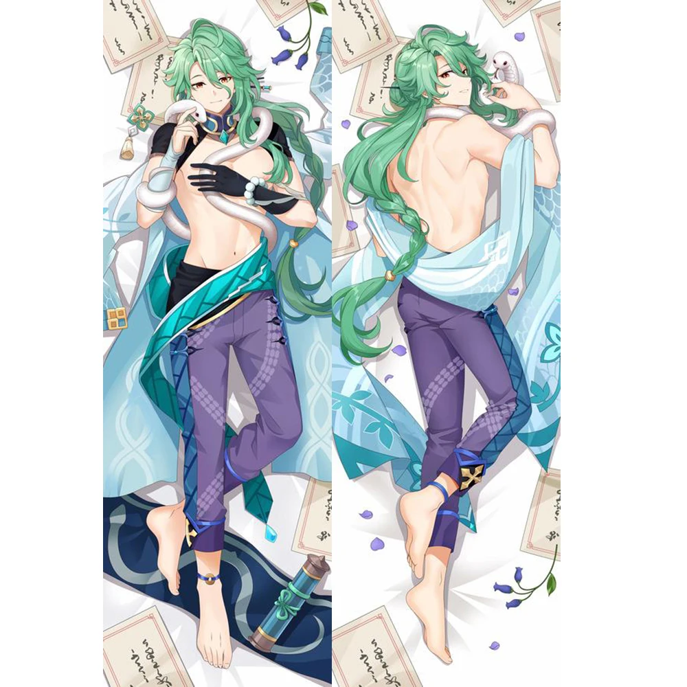 Pillow Long Throw Cushion Cover Game Genshin Impact Baizhu Theme Otaku Dakimakura Hugging Body Pillow Case