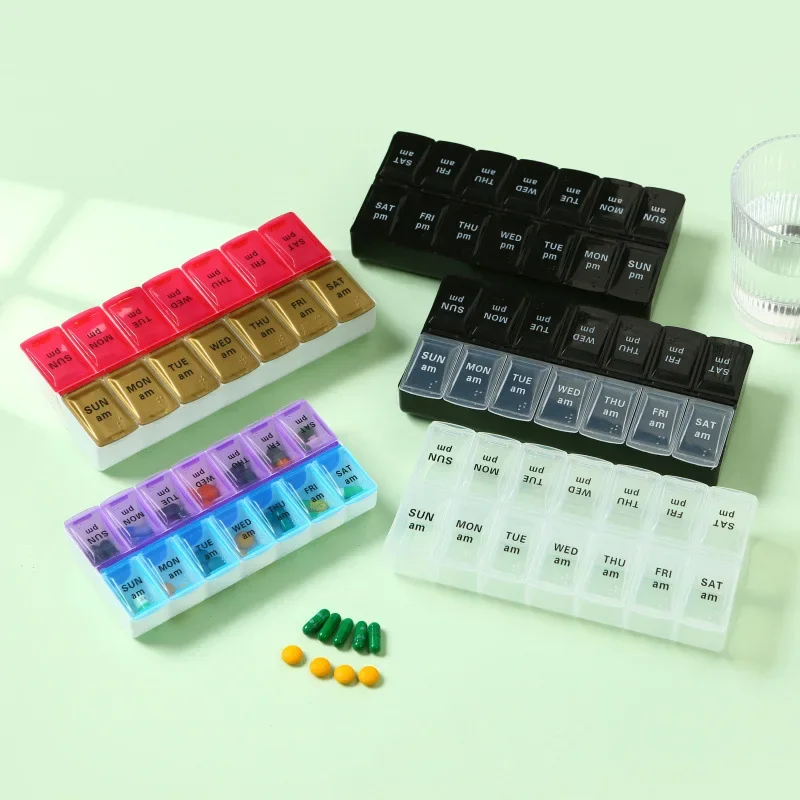 7/14 Grids 7 Days Portable Travel 14 Grids Pills Container Storage Tablets Vitamins Medicine Fish Oils Pill Cases Box Organizer