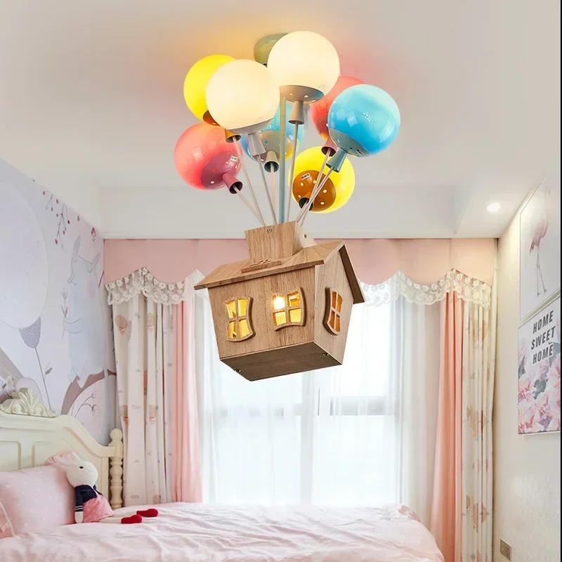 Modern cartoon balloon ceiling lights for children stained glass chandeliers for Boys Girls bedrooms Decorated with LED lights