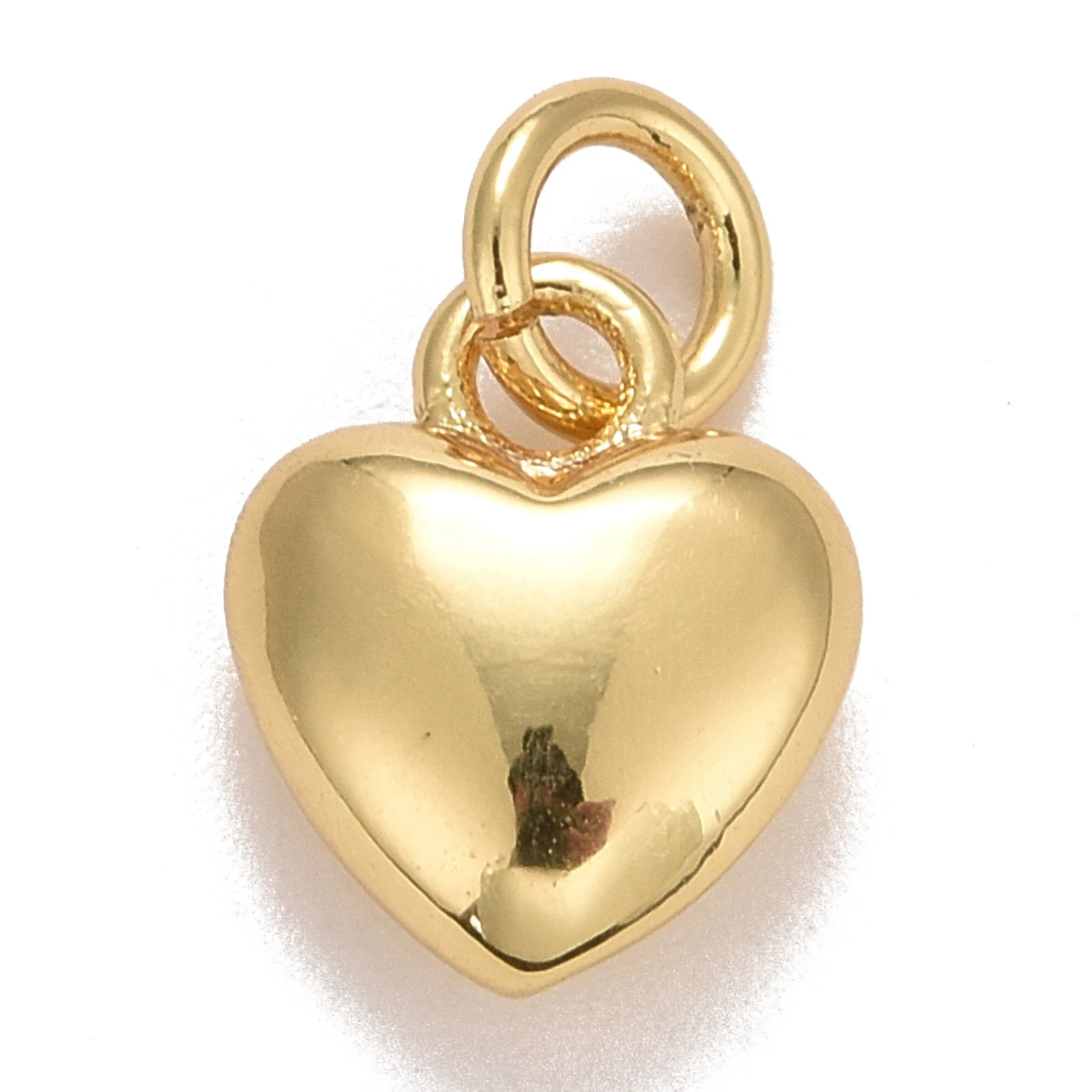 

10pcs Brass Metal Heart Pendants Charms Real 18K Gold Plated with Jump Rings for DIY Necklace Earrings Jewelry Gifts 9.5x7.5x3.5