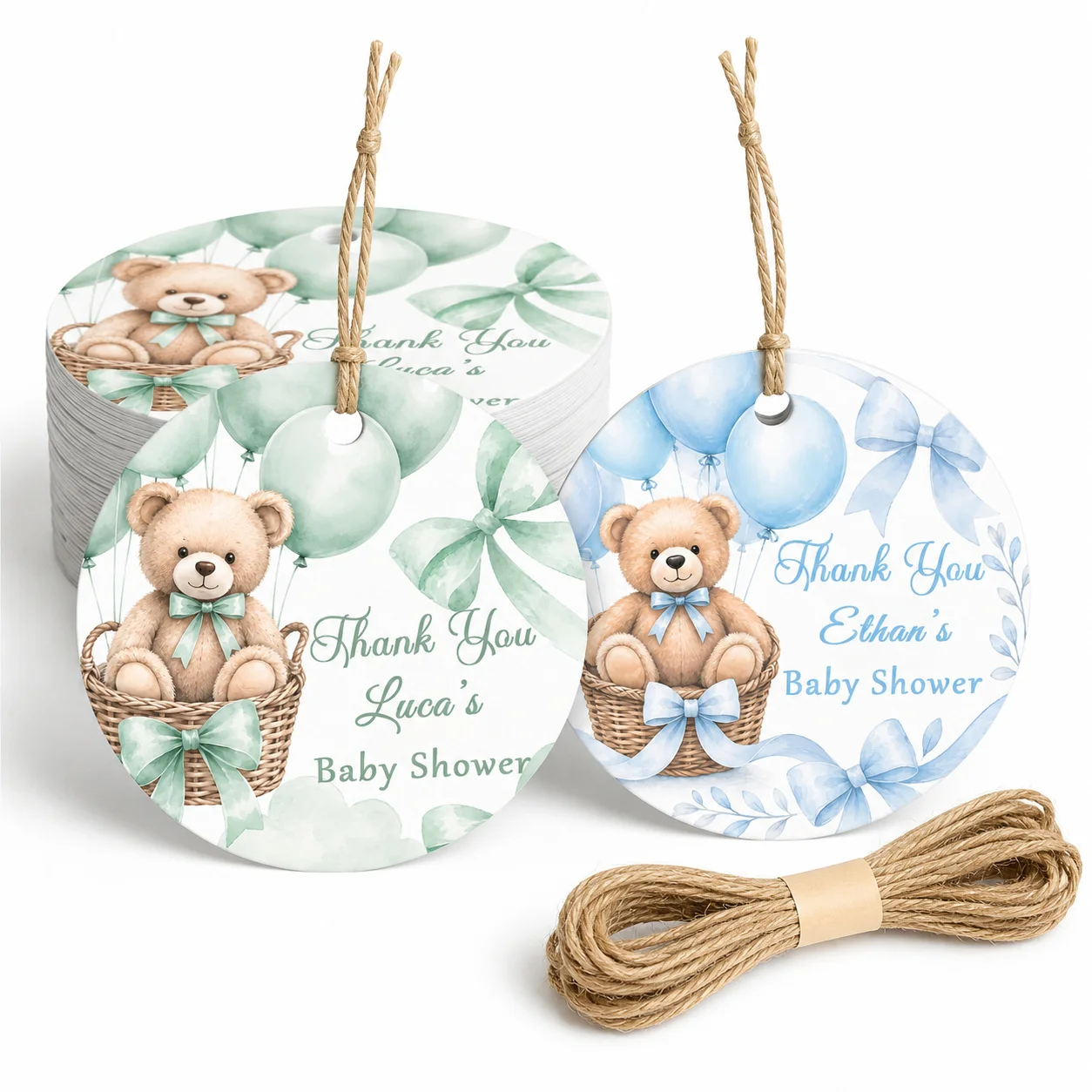 Customized Baptism Tags, Includes 10m Strings, Baptism Labels, Holiday Gift Tags, Birthday Tags/Party Tags, Custom Sweet and Happy Birthday Tags, Suitable for Birthdays, Baptism Parties, Name Tags, Party Decoration Supplies, Price Tags