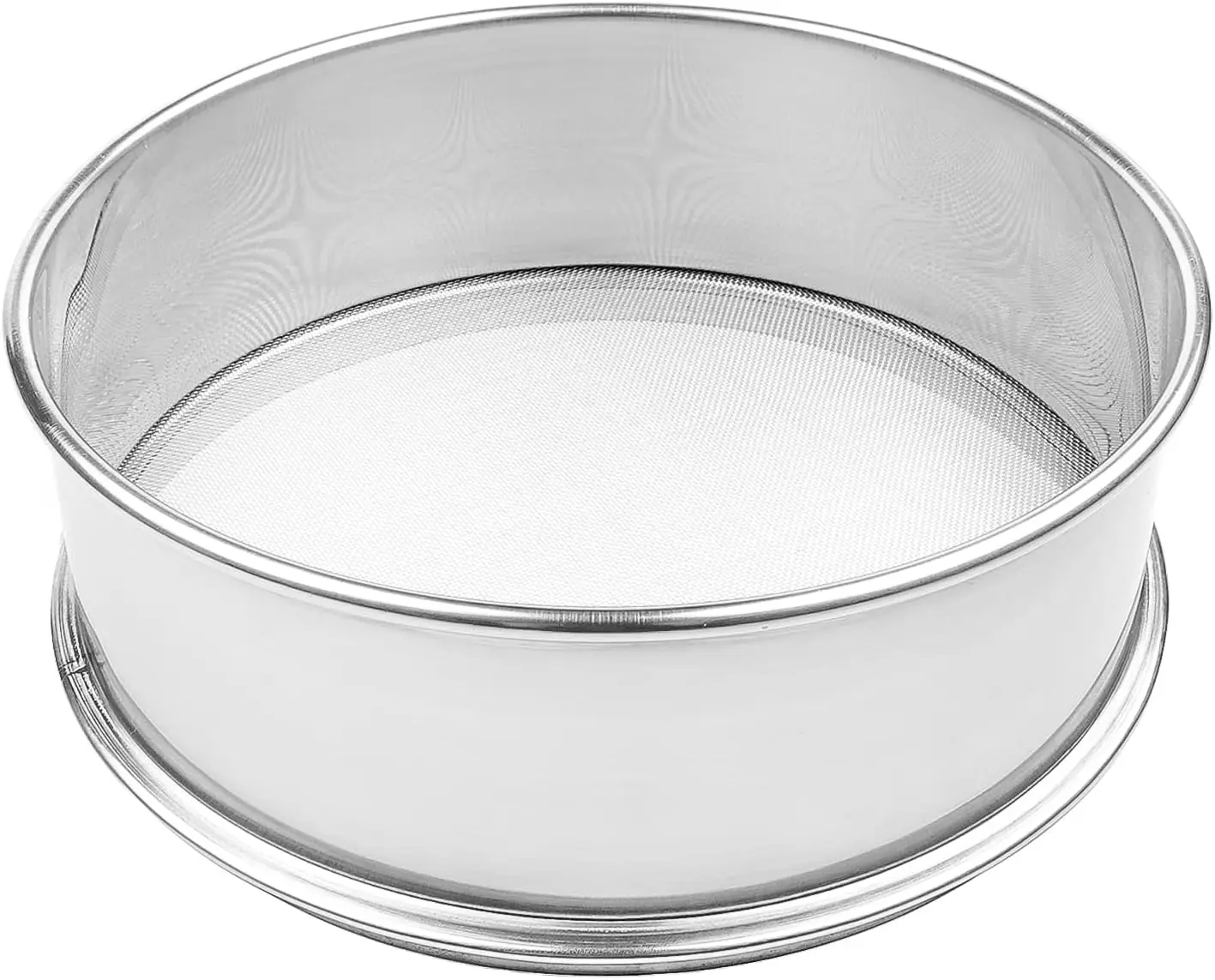 

Stainless Steel Flour Sifter Fine Mesh Round Flour Sieve for Baking 9.5" Diameter x 2.5" High; 20 Mesh (Hole Size 0.85mm