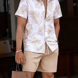 جديد رجالي عارضة شجرة النخيل طباعة هاواي رجالي شورتات الشاطئ الصيف كل يوم كم قصير قميص رياضي وشورتات أعلى 6 أزياء هاواي للرجال - رقم 5