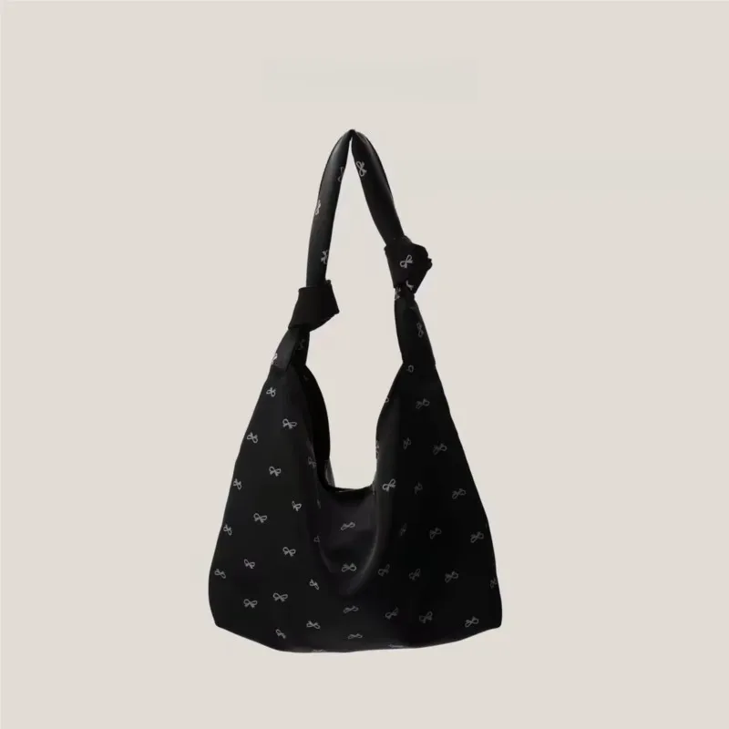 

JIAERDI Retro Casual Bow Print Canvas Bag Purse Women Portable Large Capacity Tote Bag Female Shopping Canvas Shoulder Bags New