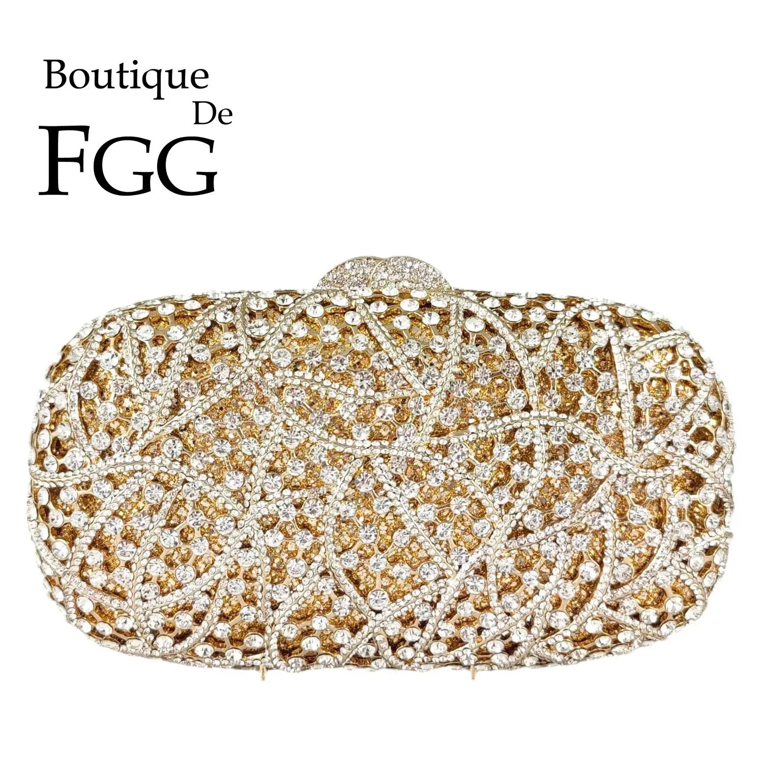 

Boutique De FGG Gold\Silver Women Crystal Clutch Evening Bags Bridal Rhinestone Handbags Wedding Party Cocktail Minaudiere Purse