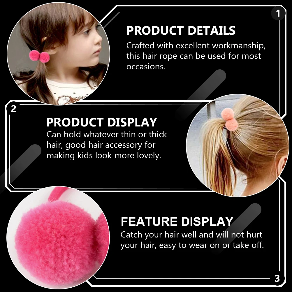 

14 Pcs Kids Rope Elastic Hairball Rings Baby Girls Accessories Ponytail Holder Hair Ties Hair Care Styling