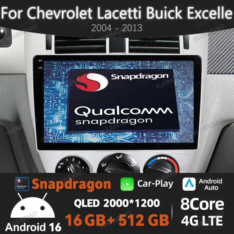 Android 16 Car pour Chevrolet Lacetti J200 2004 - 2013, pour Buick Excelle Hrv 2004 - 2013, pour Daewoo Gentra 2 2013 - 2015 GPS NAVI