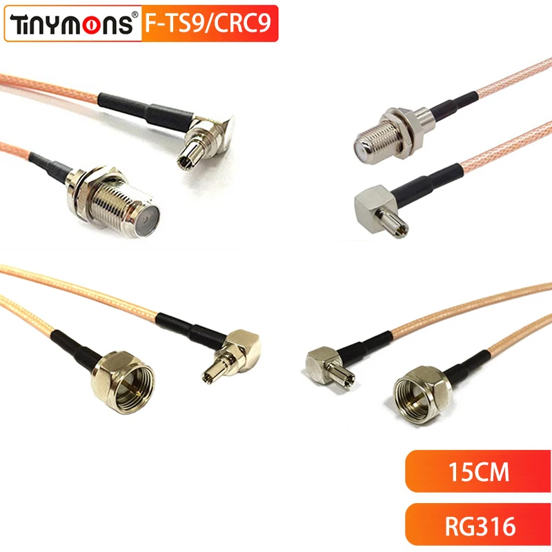 90 Degree CRC9 TS9 Male Right Angle to F Male Female Connector RF Coax RG316 3G/4G Antenna Extension Jumper Pigtail Cable