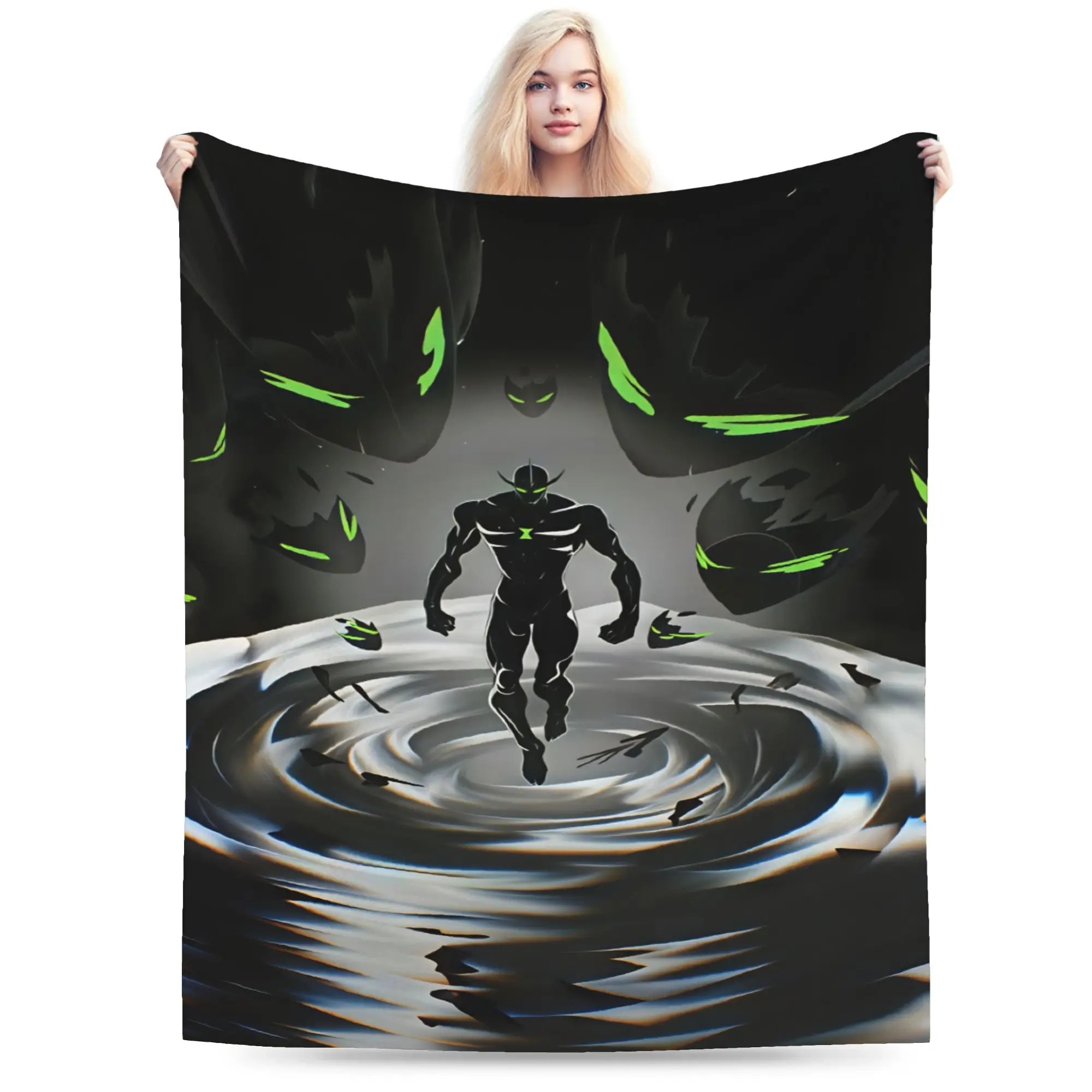 Ben 10 Cartoon Cozy Blanket For Sofa Home  Print Bedding Throws Autumn Travel Car Flannel Bedspread