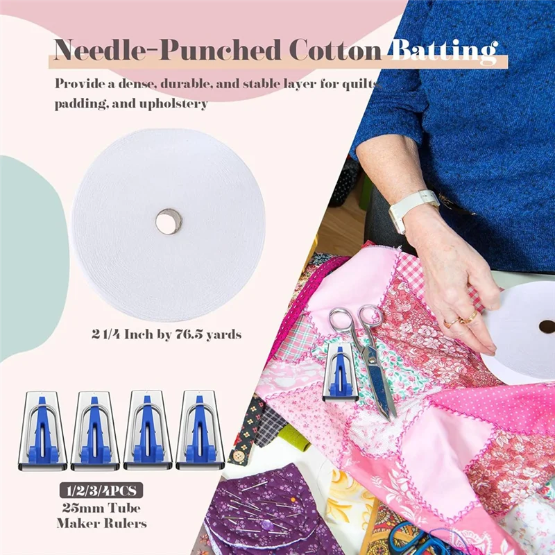 

【Hot Selling】3 Roll 75/150/230/300 Yard Cotton Blend Batting On A Roll For Quiltsneedle Punched Cotton Batting For Rug Purse Bra