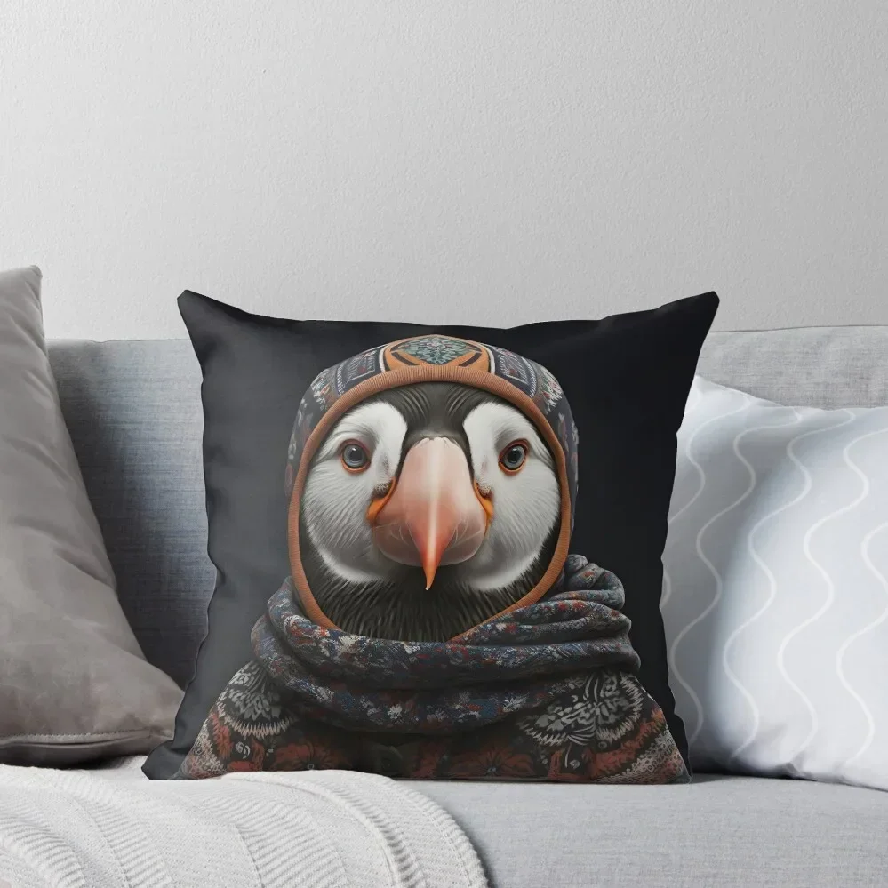 

Atlantic Puffin, Portrait of exotic bird Throw Pillow Pillow Case Pillowcases Bed Cushions pillow