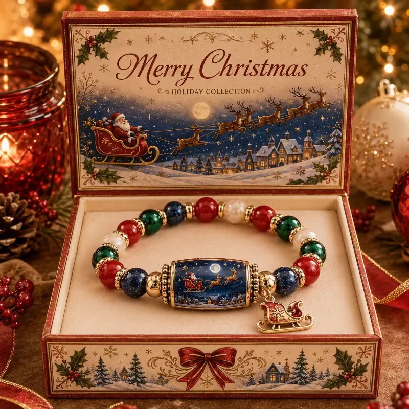 2026 Limited Edition Christmas Magic Collection Bracelet for Women Girls, Stretch Beaded Bracelets Stocking Charms, Jewelry Gift