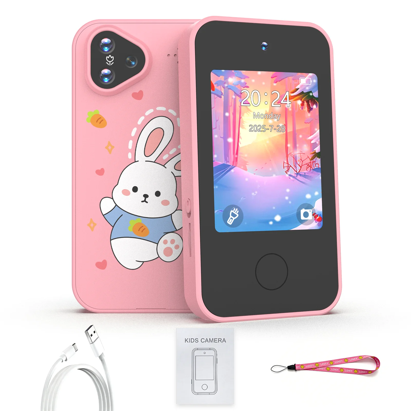 Kids Smart Phone Toy Dual Camera 1080P HD Educational Game Music Player Safe Mode Early Learning Toy Birthday Gift For Boys Girl