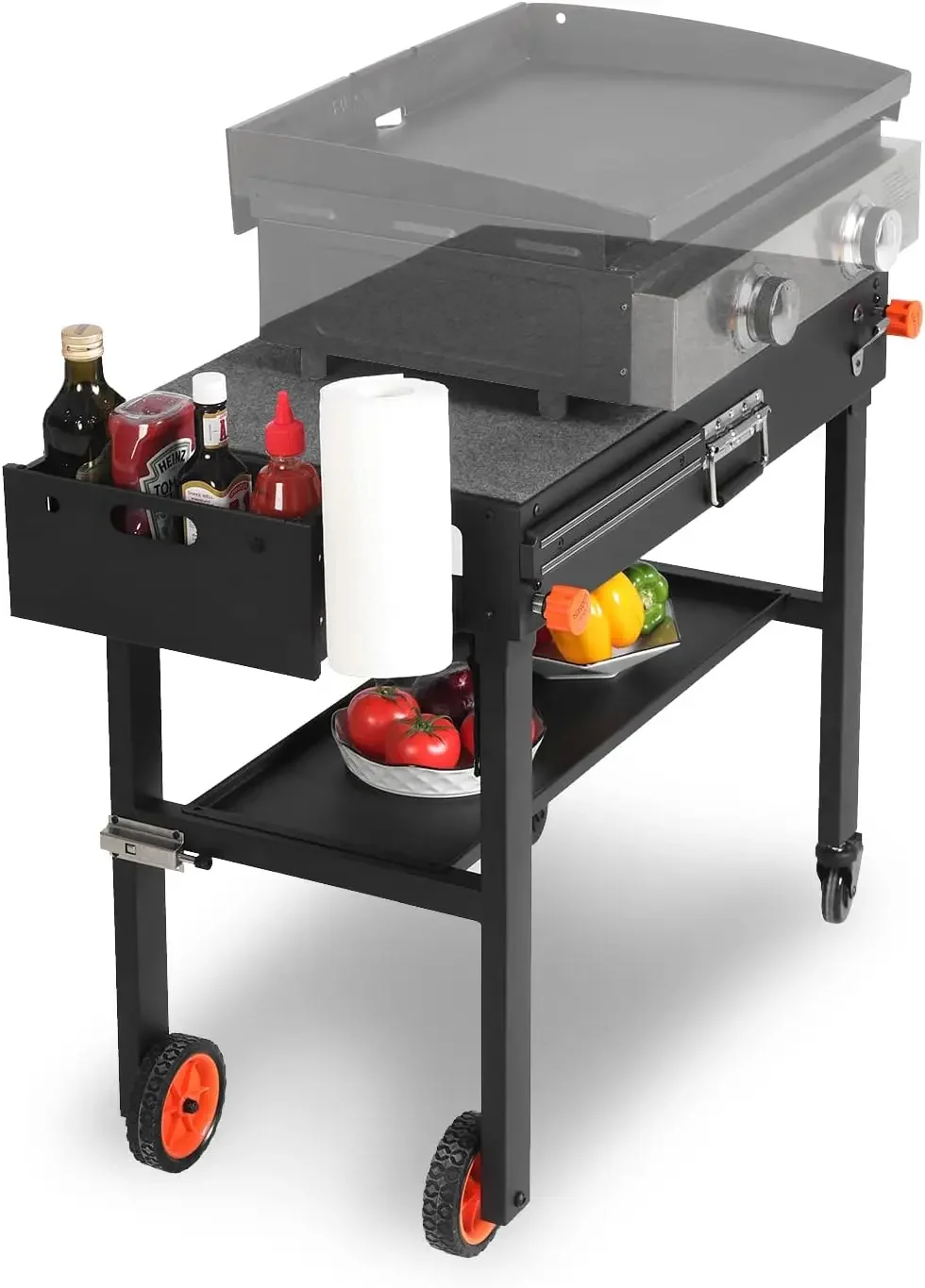 Grill Table for Blackstone Griddle, Portable Griddle Table with Caddy - Fit 17” or 22” Other Tabletop Grill, Foldable Ninja Gril