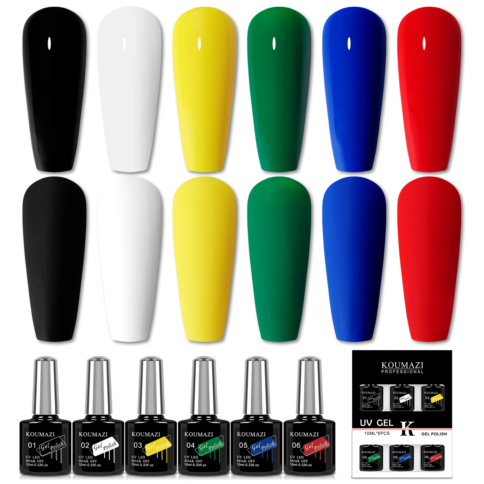 

6 Colors 10ml Gel Nail Polish Set Classic Hot Selling Versatile Colors Manicure Soak Off UV LED Varnishes Good Gift For Ladies