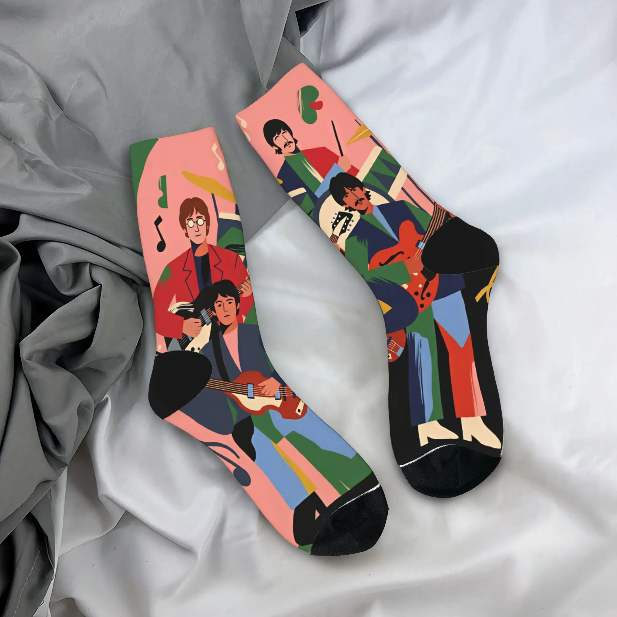 Beatled Music Socks  Printed Stockings Anti Skid Men Socks Breathable Winter Funny Skateboard Socks