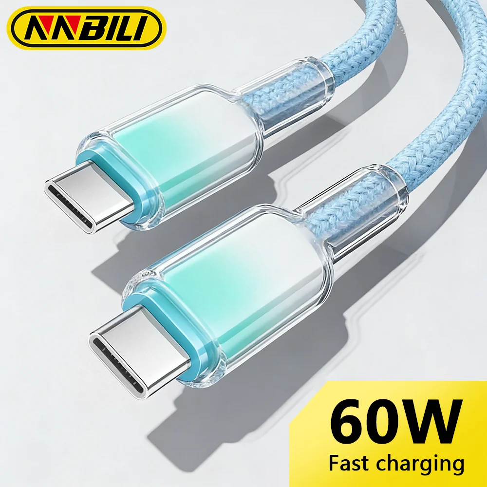 NNBILI PD 60W USB-C zu Typ-C Schnellladekabel für iPhone 17/16/15 Pro Max Huawei Samsung S26 Xiaomi USB-C Ladekabel