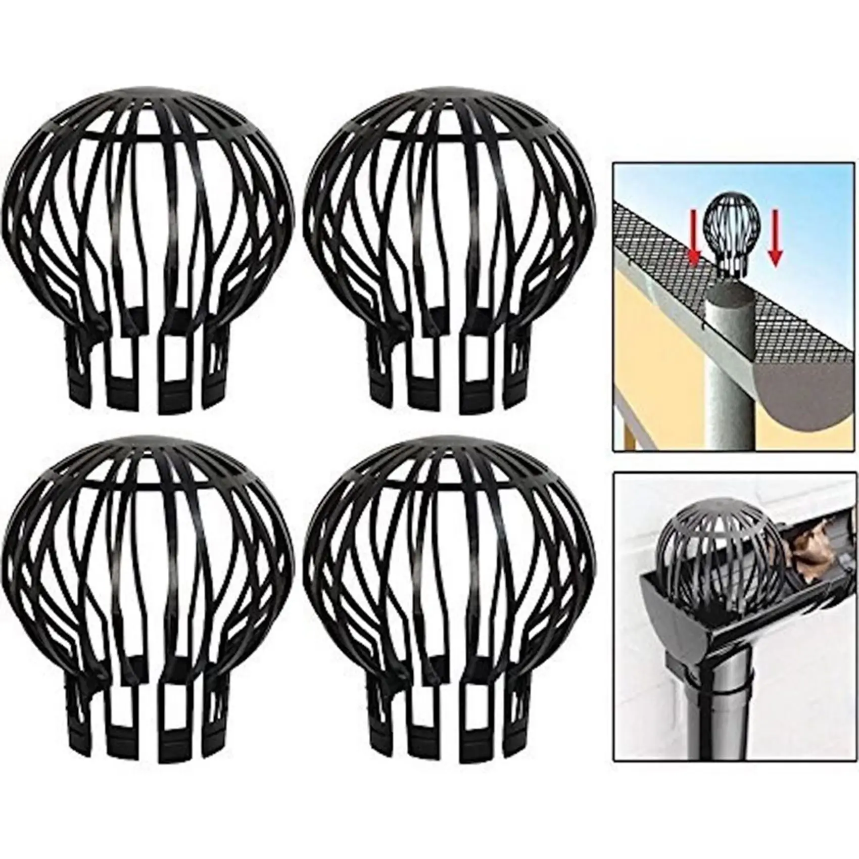 A84X-12PCS Gutter Guard Downspouts Filter Strainer Preventing Leaf Debris Branches Roof Moss From Clogging The Pipes