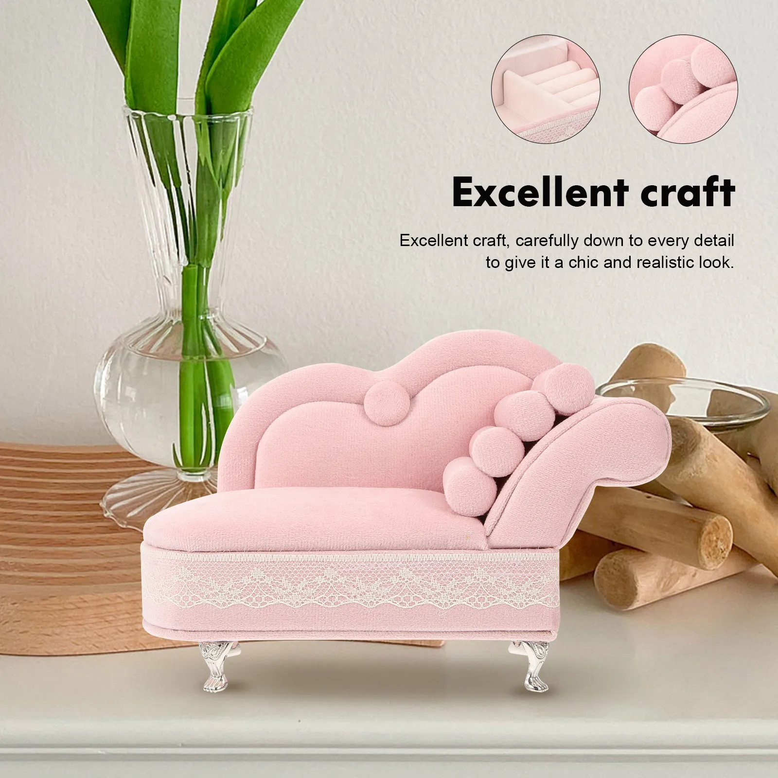 

Миниатюрный диван, шкатулка для драгоценностей, маленькое реалистичное украшение для столешницы, микросцена, реквизит для фотосессии, чехол для хранения колец, сережек