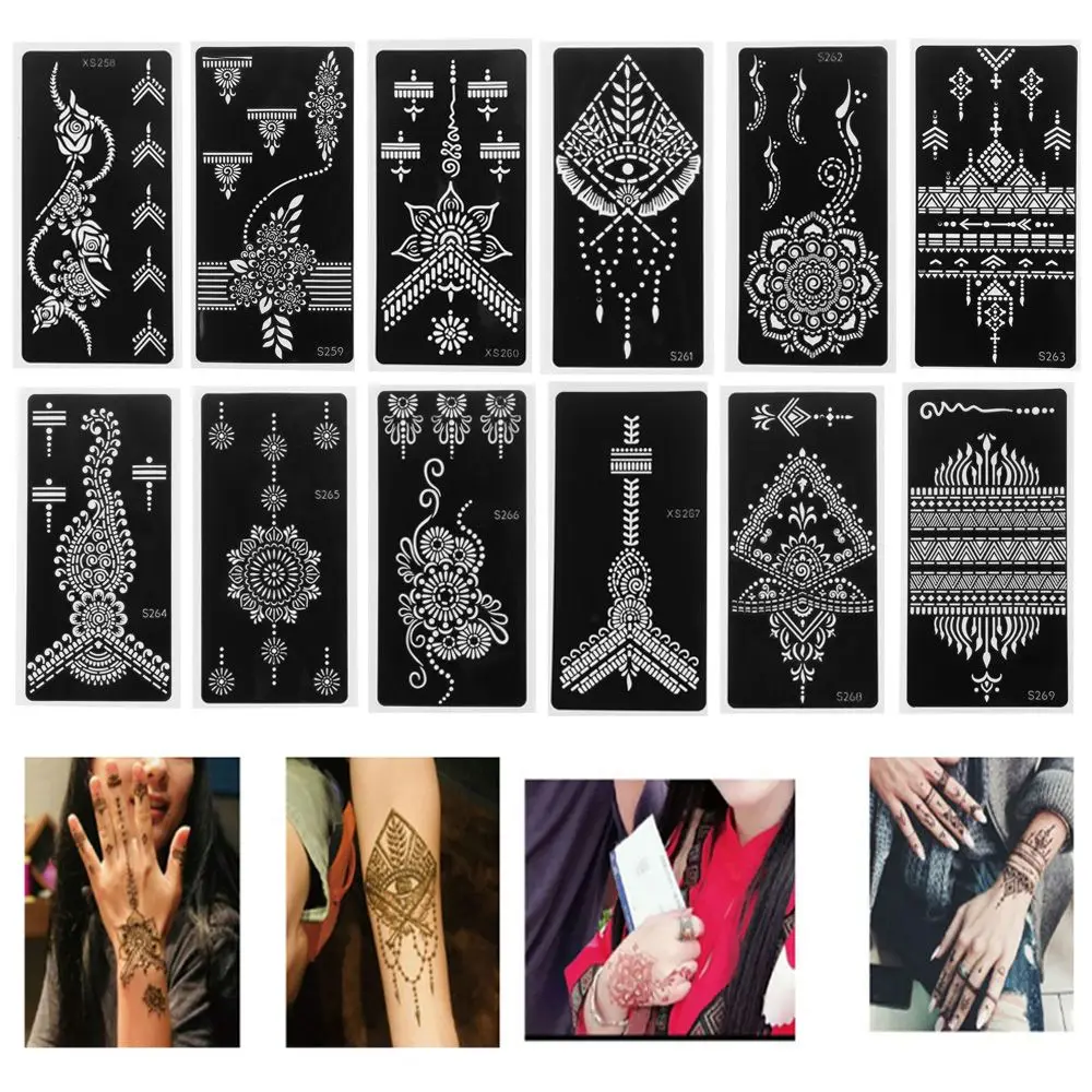 

New Mehndi Indian Style Makeup Henna Template Sticker DIY Body Art Stencils Temporary Hand Decal