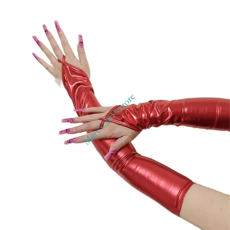 E15F acabado brillante Guantes largos 48 Opciones color múltiples para emparejamiento atuendos elegantes