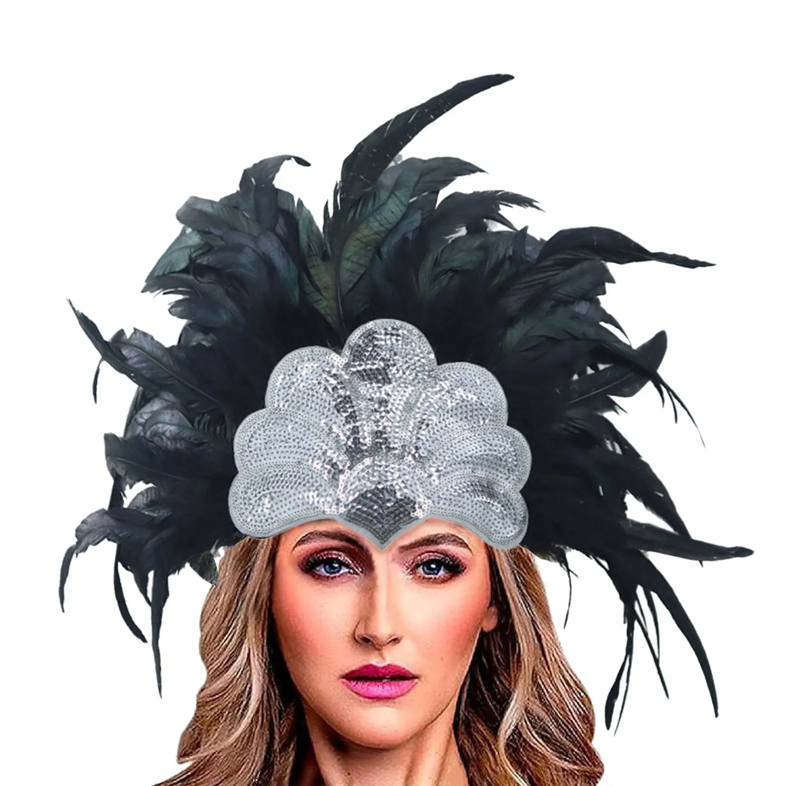 Boutique Adults Women Headband Women'S Feather Headdress Mardi Gras Party Carnival Festival Hair Accessories Dance Headpiece