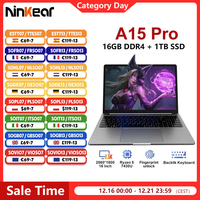 Ninkear A15 Pro Laptop 16GB 1TB AMD Ryzen 5 7430U 16 inch 120Hz 2560*1600 Display Screen Fingerprint Unlock Notebook Computer