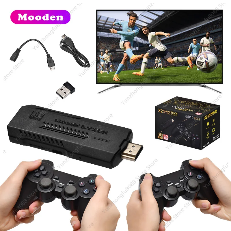 L GD10 Plus Game Stick 4k Black Box X2 Game Console 4k High Definition Retro Video Game Console GD10 64GB 30000 Games