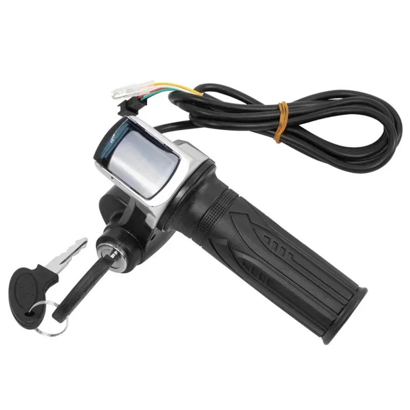 

ABXN-E-Bike Handlebar 48V Throttle Grip Ebike Electric Bicycle Scooter Accelerator Power Indicator LED Display Lock Key