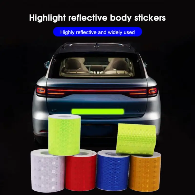 1 Stuks 100Cm * 5Cm Auto Reflecterende Veiligheidswaarschuwing Auto Decoratie Sticker Reflector Beschermende Strip Film Auto Motorfiets