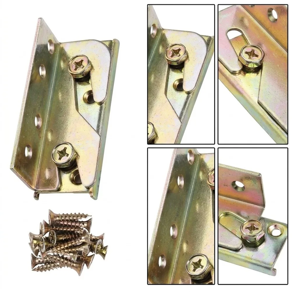 Bed Rail Mounting Brackets Set of 4 for Structural of Wooden Bed Components Including Headboard and Footboard Sections