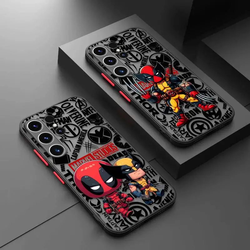 Deadpool Wolverine Spider-Man Matte Telefoonhoesje Voor Samsung Galaxy S24 S23 S22 Ultra S21 S20 Fe S10 S9 Note 20 Plus Doorschijnend