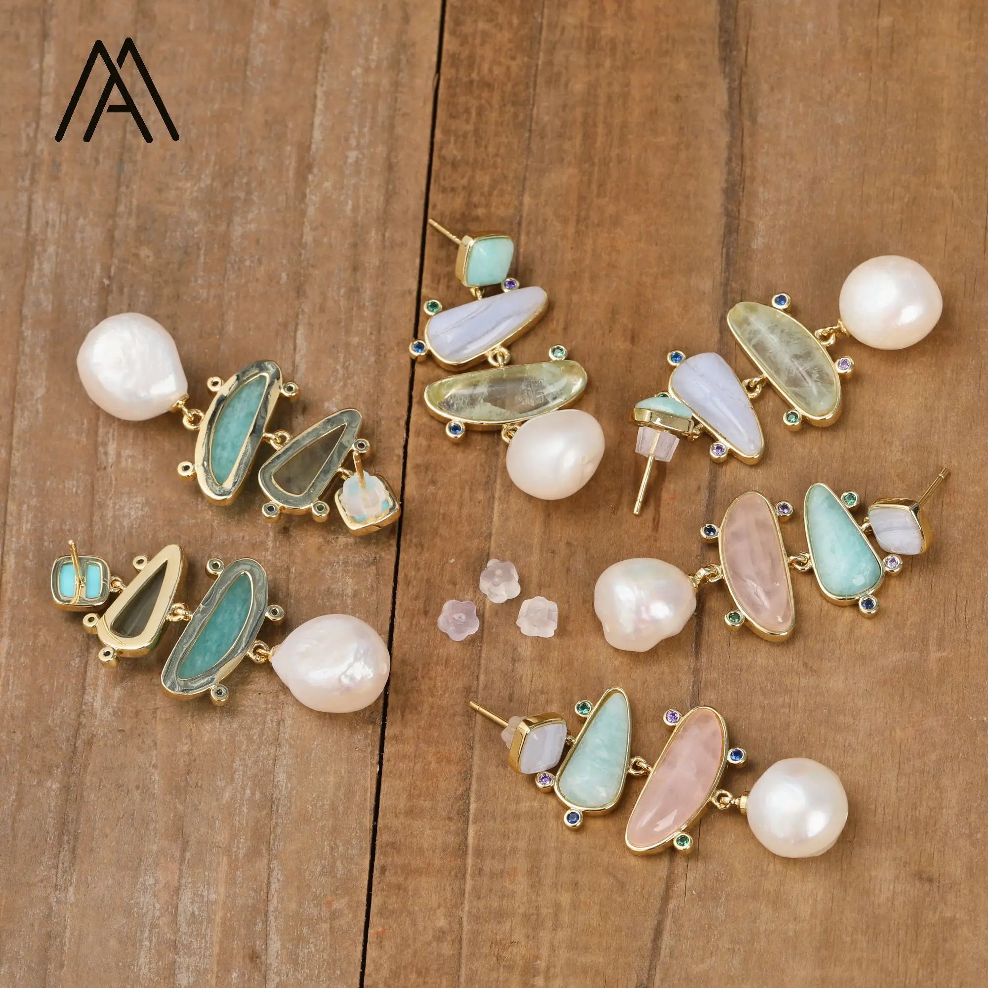 غير النظامية أقراط الأحجار الكريمة الطبيعية كريستال اللؤلؤ القرط فريد موضة المرأة اكسسوارات الترفيه اليومي مأدبة الزفاف جوهرة